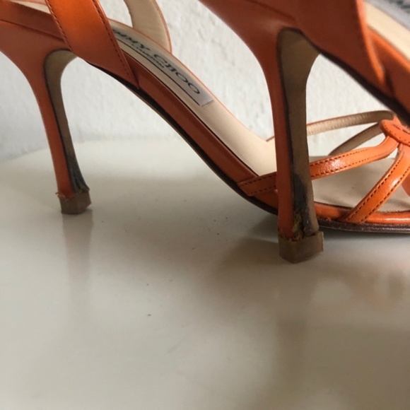Jimmy Choo Strappy Orange Sandals Heels - Picture 5 of 8
